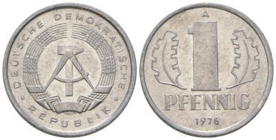 ГДР 1 пфенниг 1978 А KM 8.2 алюминий 4623-338
