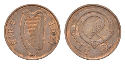 Ирландия 1/2 пенни 1971 мифологическая птица лира KM 19 бронза 4696-368