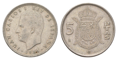 Испания 5 песет 1984 Хуан Карлос I (1975-2014) KM 823 медно-никель 4707-354
