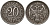 Сербия 20 пара 1884 H, Милан Обренович IV (1882-1889), король Сербии KM 20 медно-никель 27-325