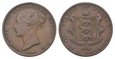 Джерси 1/26 шиллинга 1844 Виктория (1837-1901) KM 2 медь 60-934