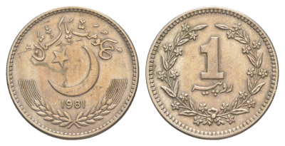 Пакистан 1 рупия 1981 KM 57.2 медно-никель 4646-911