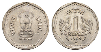 Индия 1 рупия 1989 KM 79.1 медно-никель UNC 4688-1246