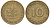 ФРГ 10 пфеннигов 1950 C KM 108, J. 383 сталь плакированная латунью 4132-516