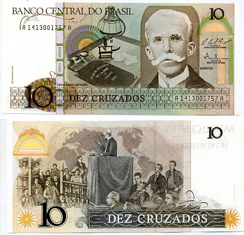 БРАЗИЛИЯ 10 КРУЗАДО 1987 ПОДПИСЬ 25 Pick 209b бумага UNC (ПРЕСС) 7484-51-1