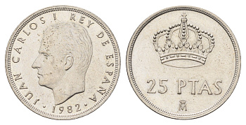 Испания 25 песет 1982 Хуан Карлос I (1975-2014) KM 824 медно-никель UNC 4707-413