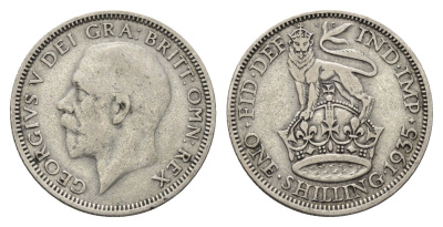 Великобритания 1 шиллинг 1935 Георг V (1910-1936) KM 833, Spink 4039 серебро 4691-755