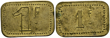 Франция 1 франк ND ресторанный жетон латунь 4166-124