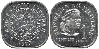 Филиппины 1 сентимо 1975 вождь острова Мактан Лапу-Лапу KM 205 алюминий UNC 192-338