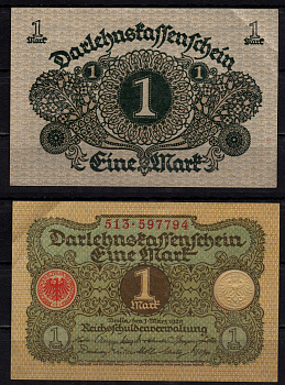 Германия 1 марка 1920 Pick 58 бумага 7198-27-1-2