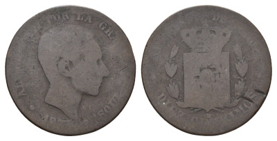 Испания 10 сентимо 1877 OM, Альфонсо XII (1874-1885) KM 675 бронза 4692-911