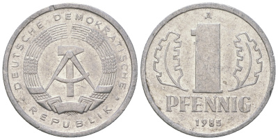 ГДР 1 пфенниг 1985 A KM 8.2 алюминий 4668-1167