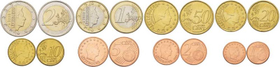 Люксембург евронабор 8 монет 2009 (1, 2, 5, 10, 20, 50 евроцентов, 1, 2 ЕВРО) KM 75, 76, 77, 89, 90, 91, 92, 93 биметалл UNC 4691-1141-1147