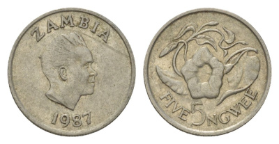 Замбия 5 нгве 1987 KM 11 медно-никель 4627-141