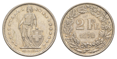 Швейцария 2 франка 1978 KM 21a медно-никель 4637-114