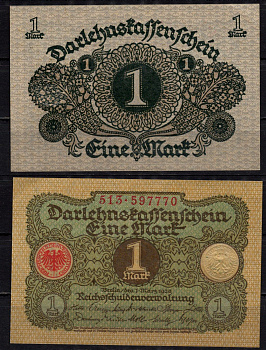 Германия 1 марка 1920 Pick 58 бумага aUNC 7198-20-3-2