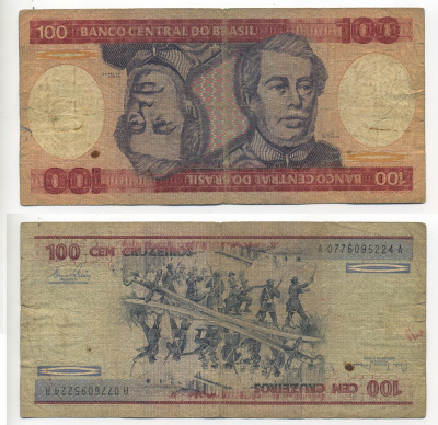 БРАЗИЛИЯ 100 КРУЗЕЙРО 1981 ПОДПИСЬ 20, ГЕРЦОГ КАКСИАС Pick 198a бумага 6289-18-3