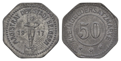 Бельгерн 50 пфеннигов 1917 Funck 33.3, Men05 1706.3, Men18 2201.3 цинк 1527-1442