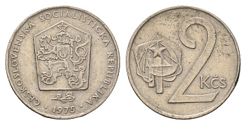 Чехословакия 2 кроны 1975 KM 75 медно-никель 4703-851