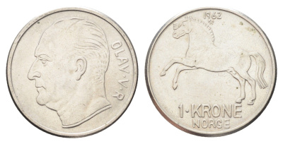 Норвегия 1 крона 1962 Улаф V (1957-1991) KM 409 медно-никель 4706-941