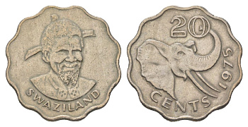 Свазиленд 20 центов 1975 KM 11 медно-никель 4622-427