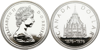 Канада 1 доллар 1976 100 лет библиотеке Парламента (1876-1976) KM 106 серебро UNC 1095-4-54