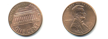 США 1 ЦЕНТ 2005 D ЛИНКОЛЬН KM 201b цинк плакированный медью UNC 179-558