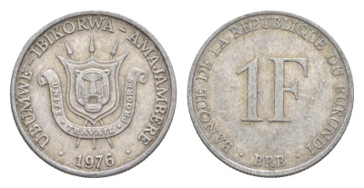Бурунди 1 франк 1976 KM 19 алюминий 4649-424