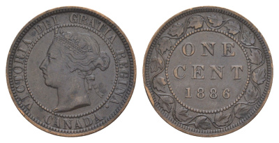 Канада 1 цент 1886 Виктория (1837-1901) KM 7 бронза 1527-741