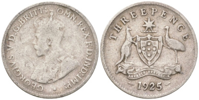 Австралия 3 пенса 1925 Георг V (1910-1936) KM 24 серебро 4621-1132