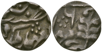 Индия, Джайпур (Jaipur) 1/8 рупии 1884 год 5, королева Виктория и MADHO SINGH II (1880-1922) KM 137 (Y10) серебро 00-00