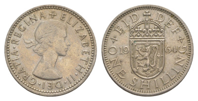 Великобритания 1 шиллинг 1964 Елизавета II (1952-2022), Шотландский герб KM 905, Spink 4148 медно-никель 4638-1056