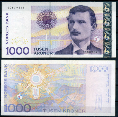 Норвегия 1000 крон 2004  Pick 52 b  бумага  UNC (пресс) 451-1238-2