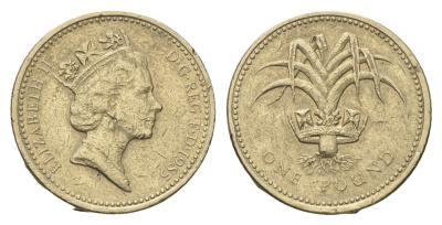 Великобритания 1 фунт 1985 Елизавета II (1952-2022) KM 941, Spink 4331 никель латунь 4695-827