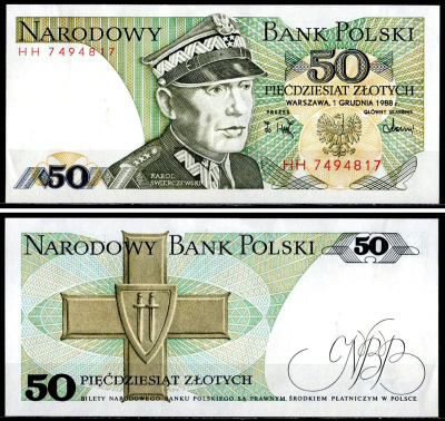 Польша 50 злотых 1988 Pick 142 c бумага 8595-19-1-2