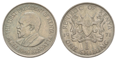 Кения 1 шиллинг 1971 Джомо Кениата KM 14 медно-никель aUNC 4650-753