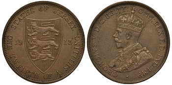 Джерси 1/12 шиллинга 1913 Георг V (1910-1936) KM 12 бронза aUNC 650-1121