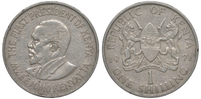 Кения 1 шиллинг 1971 KM 14 медно-никель 4144-1225