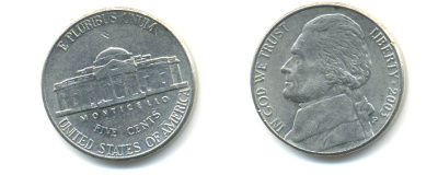 США 5 ЦЕНТОВ 2003 P ДЖЕФФЕРСОН KM А192 медно-никель 86-642