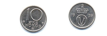 Норвегия 10 эре 1978 Улаф V (1957-1991) KM 416 медно-никель 4379-332