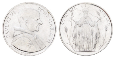 Ватикан 5 лир 1968 MCMLXVIII, год-тип KM 102 алюминий UNC 4701-469