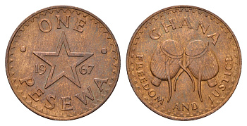 Гана 1 пенни 1967 KM 13 бронза UNC 4118-1254