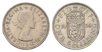 Великобритания 1 шиллинг 1956 Елизавета II (1952-2022), Шотландский герб KM 905, Spink 4148 медно-никель aUNC 4707-222