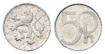 Чехия 50 геллеров 1995 KM 3 алюминий 4696-552