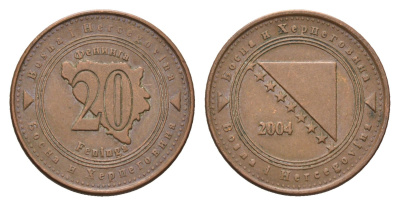 Босния и Герцеговина 20 фенингов 2004 KM 116 сталь плакированная медью 4702-166