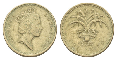 Великобритания 1 фунт 1985 Елизавета II (1952-2022) KM 941, Spink 4331 никель латунь 4633-826