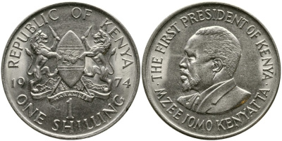 Кения 1 шиллинг 1974 Джомо Кениата KM 14 медно-никель 4529-1041