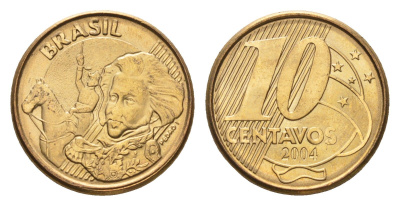 Бразилия 10 сентаво 2004 KM 649 сталь плакированная латунью 4686-733