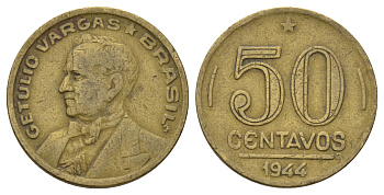 Бразилия 50 сентаво 1944 KM 557a алюминиевая бронза 4539-146