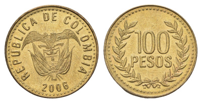 Колумбия 100 песо 2006 KM 285 латунь UNC 4698-223